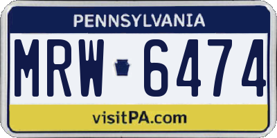PA license plate MRW6474