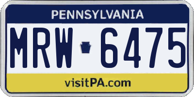 PA license plate MRW6475