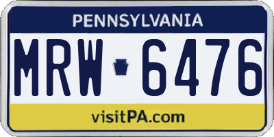 PA license plate MRW6476