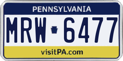 PA license plate MRW6477