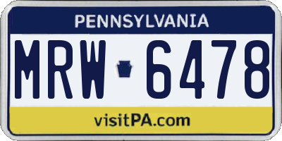 PA license plate MRW6478
