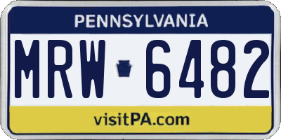 PA license plate MRW6482