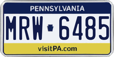 PA license plate MRW6485