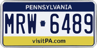 PA license plate MRW6489