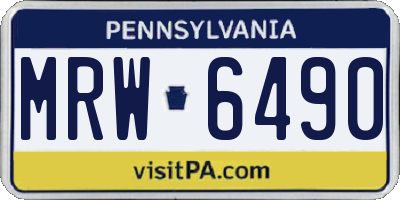 PA license plate MRW6490