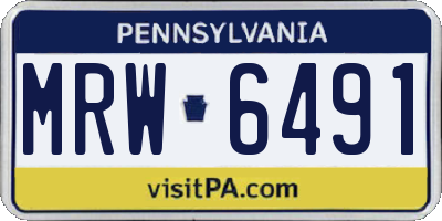 PA license plate MRW6491