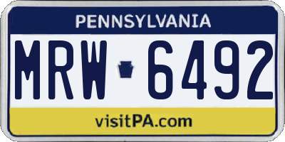 PA license plate MRW6492
