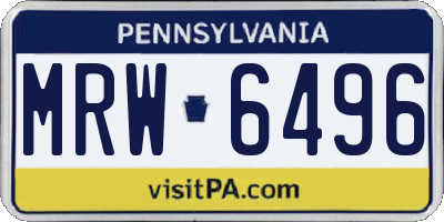 PA license plate MRW6496