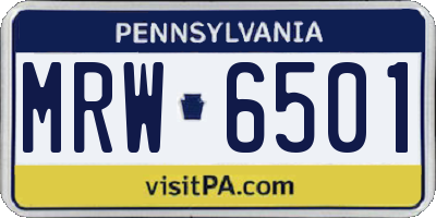 PA license plate MRW6501