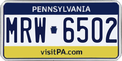 PA license plate MRW6502