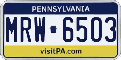 PA license plate MRW6503