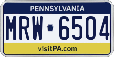 PA license plate MRW6504