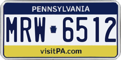 PA license plate MRW6512