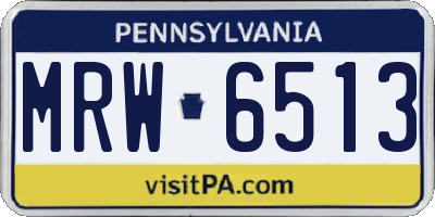 PA license plate MRW6513
