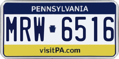 PA license plate MRW6516