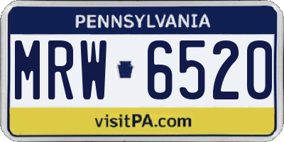 PA license plate MRW6520