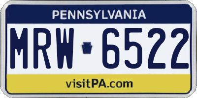 PA license plate MRW6522