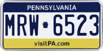 PA license plate MRW6523