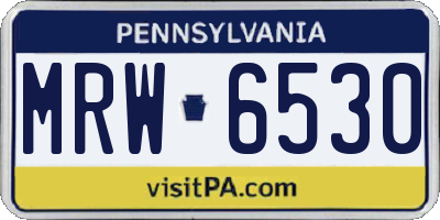 PA license plate MRW6530