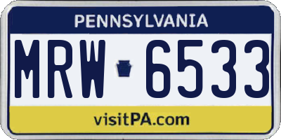 PA license plate MRW6533