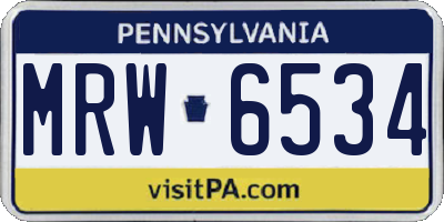 PA license plate MRW6534