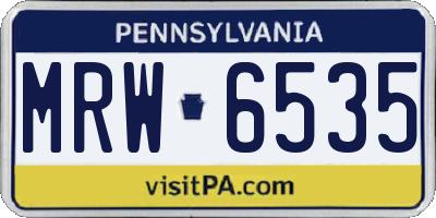 PA license plate MRW6535