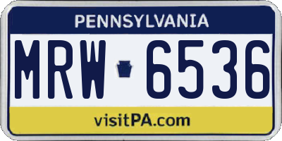 PA license plate MRW6536