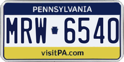 PA license plate MRW6540