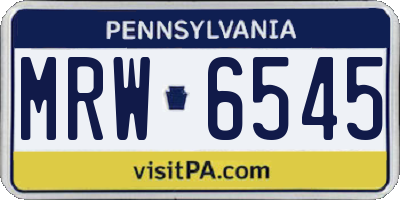 PA license plate MRW6545