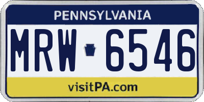 PA license plate MRW6546