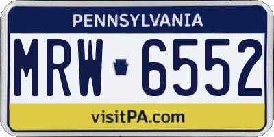 PA license plate MRW6552