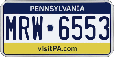 PA license plate MRW6553