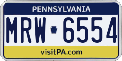 PA license plate MRW6554
