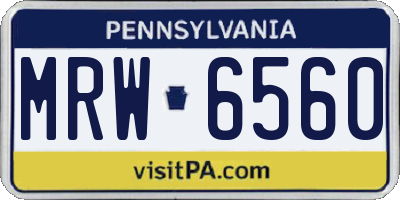 PA license plate MRW6560
