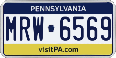 PA license plate MRW6569