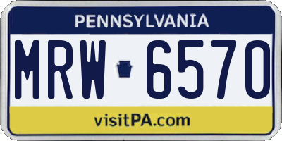PA license plate MRW6570