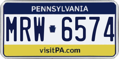 PA license plate MRW6574