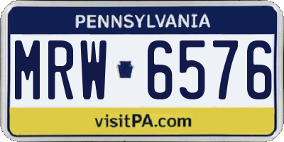 PA license plate MRW6576