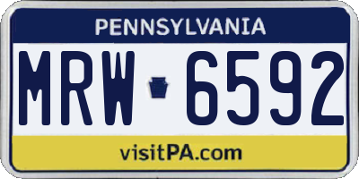 PA license plate MRW6592