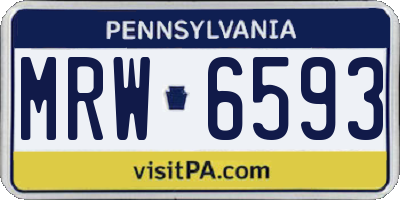 PA license plate MRW6593