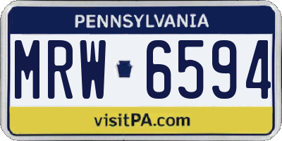 PA license plate MRW6594