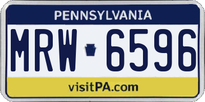PA license plate MRW6596