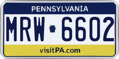 PA license plate MRW6602