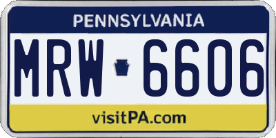 PA license plate MRW6606