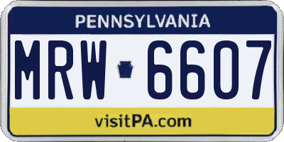 PA license plate MRW6607