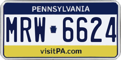 PA license plate MRW6624