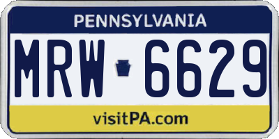 PA license plate MRW6629