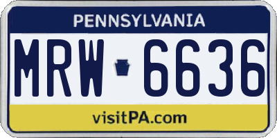 PA license plate MRW6636