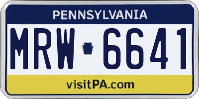 PA license plate MRW6641