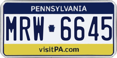PA license plate MRW6645